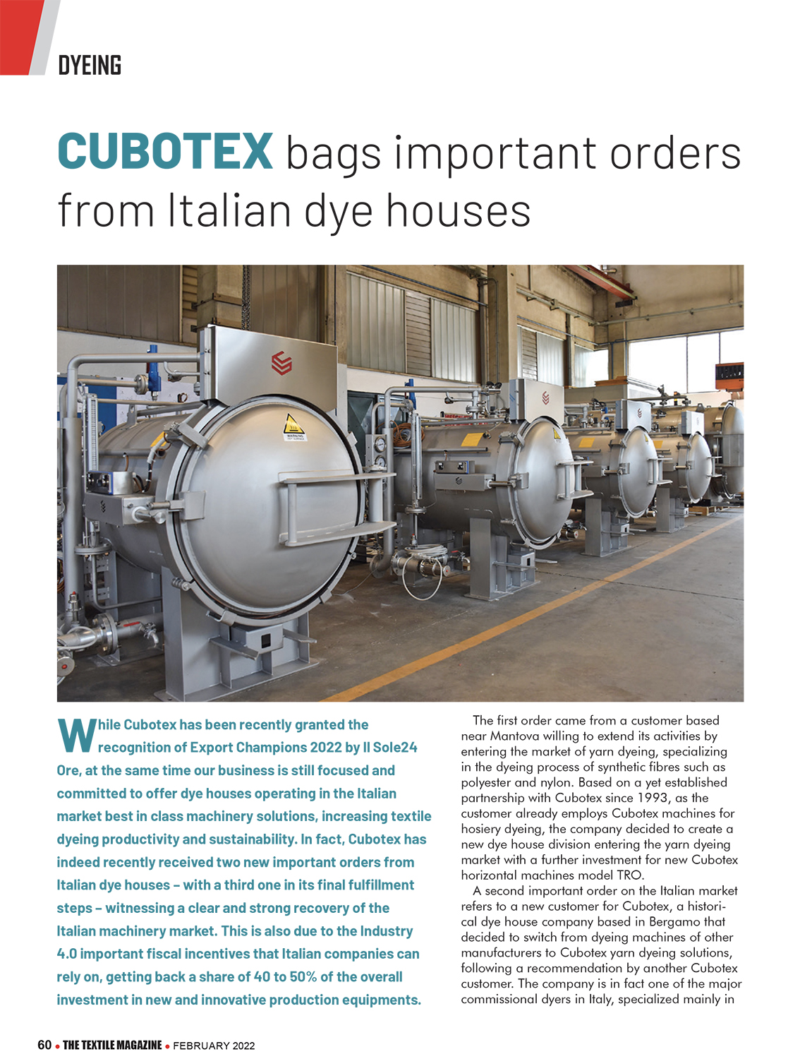 The Textile Magazine CUBOTEX dyeing machines 1